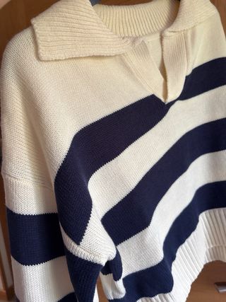 Jersey rayas azul marino-beis Talla única