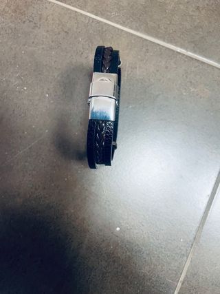 Pulsera cuero trenzado negra