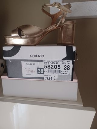Sandalias doradas tacón - nº 38