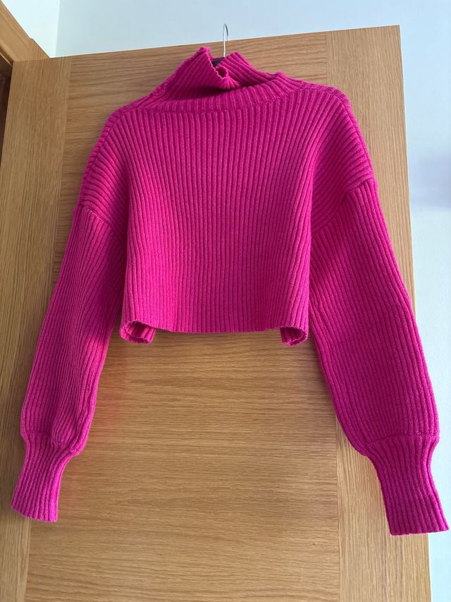 Jersey cuello alto rosa - Talla única