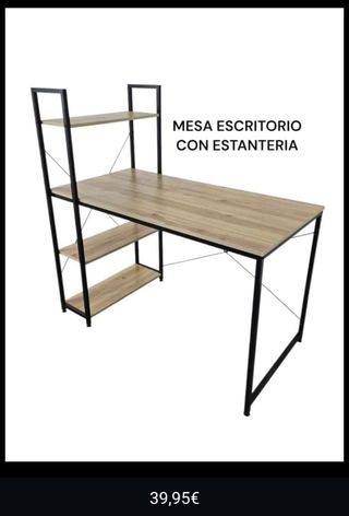 Mesa escritorio con estanteria - Madera y metal