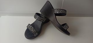 Sandalias cuña negras mujer 37