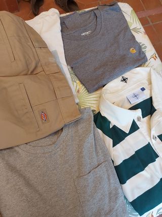 Lote ropa hombre beige-gris. 