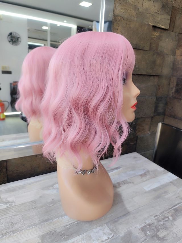 Peluca rosa Bob ondulada