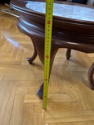 Mesita redonda mármol-madera