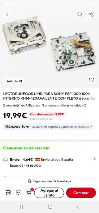 Lector UMD PSP 1000 series