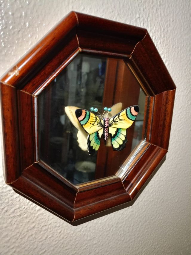 3 Espejos octogonales con mariposa