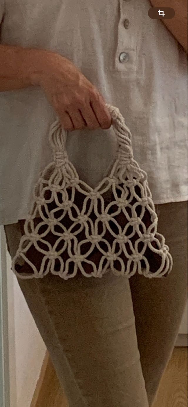Bolso de mano macramé - beige, marrón chocolate