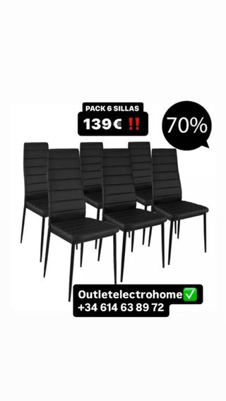 ¡OFERTA! pack 6 sillas -70% de descuento!