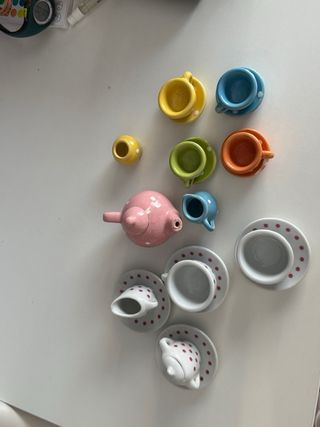 Juego té juguete - Cerámica coloreada