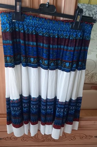 Falda boho - azul y blanca