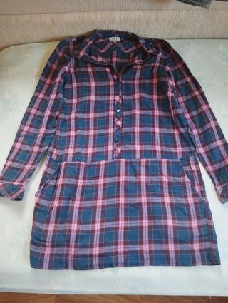 Camisa/ vestido cuadros azul y rosa