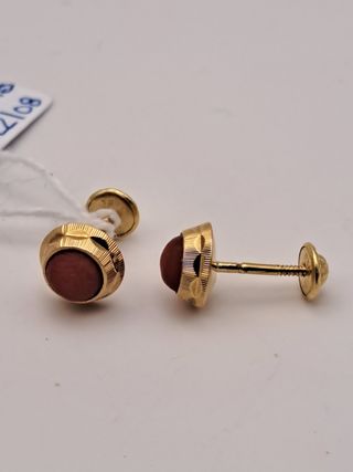 Pendientes oro 18k coral