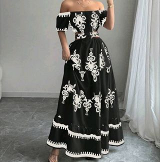 Vestido largo Shein negro y blanco