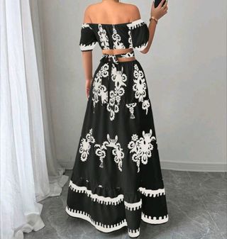 Vestido largo Shein negro y blanco