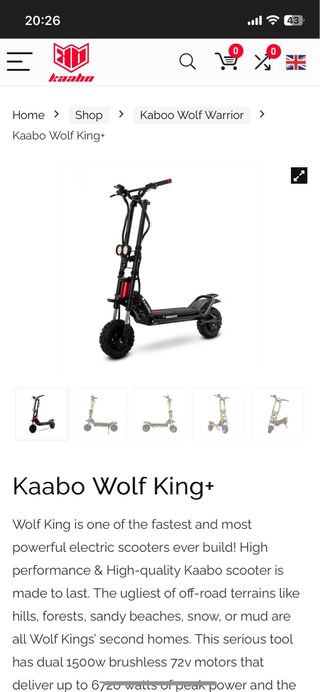 Patinete eléctrico Kaboo Wolf King+ 72V