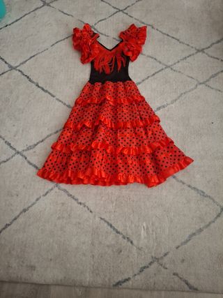 Vestido flamenco niña rojo lunares