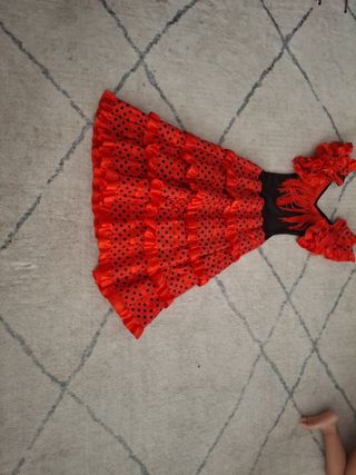 Vestido flamenco niña rojo lunares
