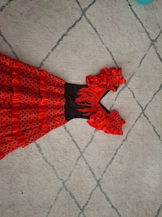 Vestido flamenco niña rojo lunares