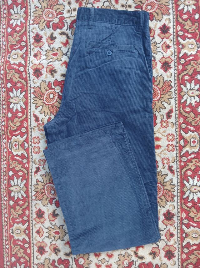 Calças de bombazina Azul