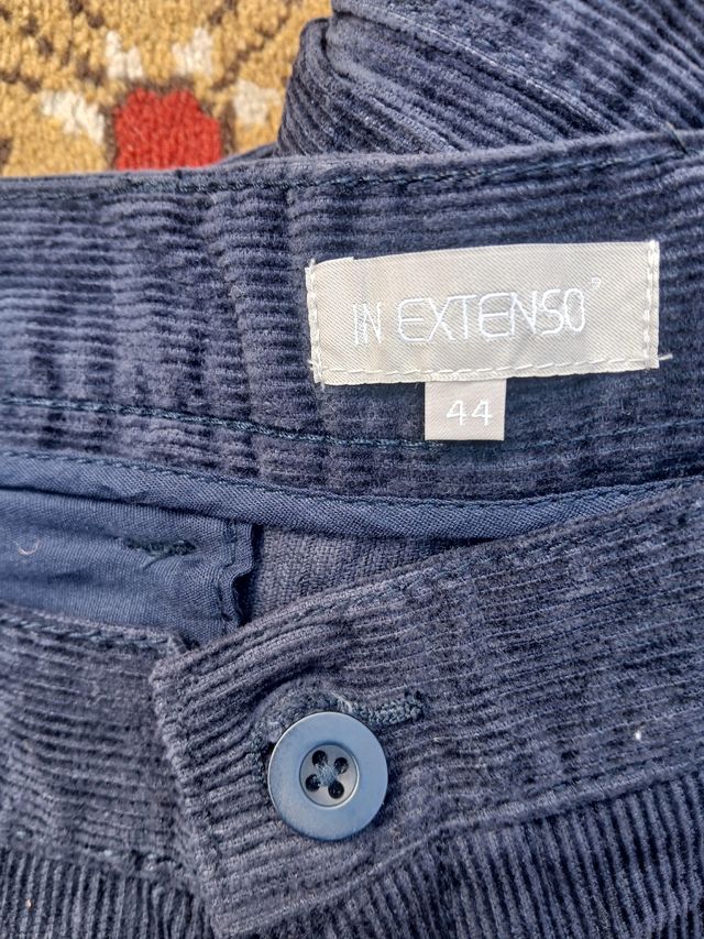 Calças de bombazina Azul