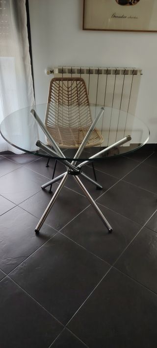 Mesa cristal redonda - metal