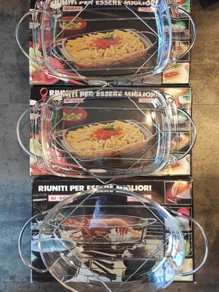  3 Bandejas para  horno de cristal  con soporte