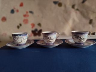 Juego té porcelana japonesa azul