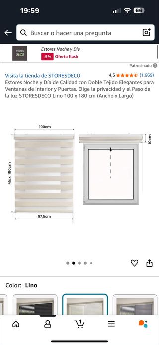 Estor Noche y Día STORESDECO Lino
