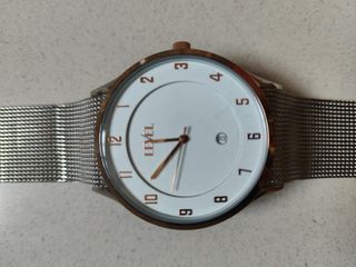 Reloj LEVEL milanesa plata blanco nuevo