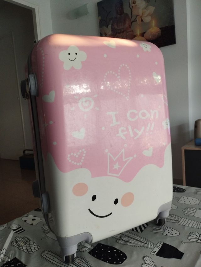 Maleta de 4 ruedas infantil-juvenil color rosa