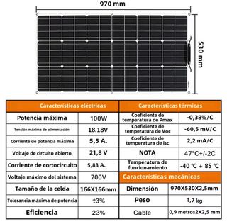 Placa solar flexible 100W