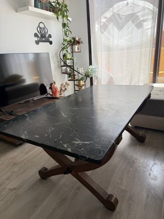 Mesa centro mármol-madera noble