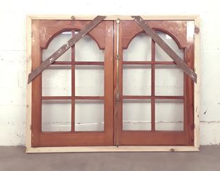 Ventana madera pino tea - 2 hojas
