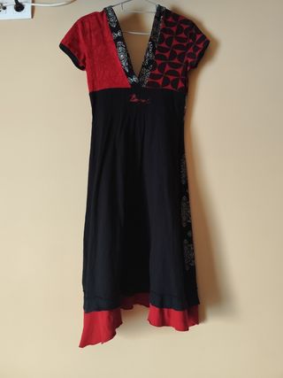 Vestido Desigual verano - rojo y negro
