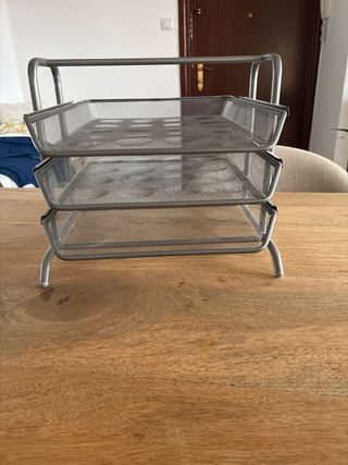 Organizador de escritorio metálico gris - 3 bandej