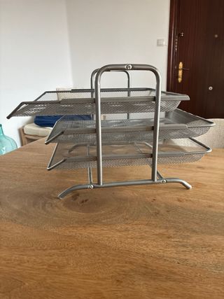 Organizador de escritorio metálico gris - 3 bandej