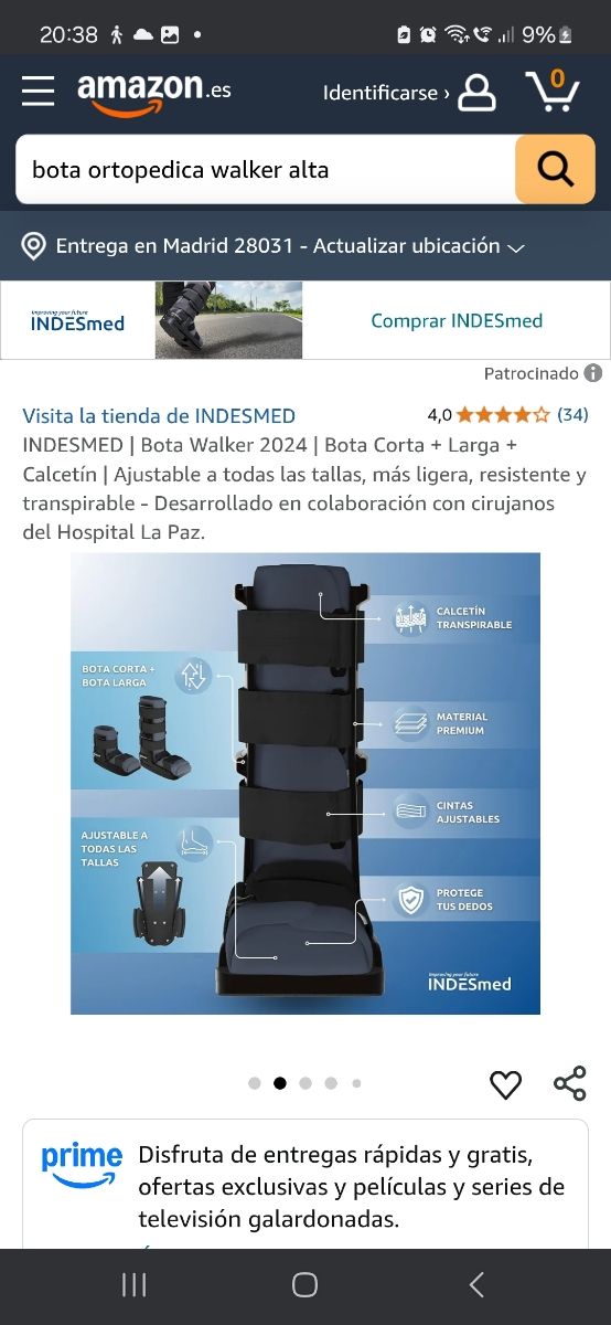 Bota Walker INDESMED alta 41