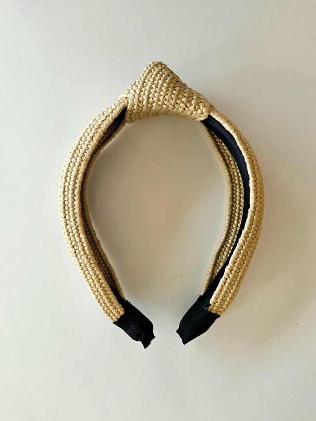 Diadema rafia beige - Nudo