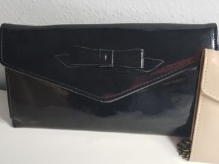 Bolso mano beige con laz o Regalo bolso negro