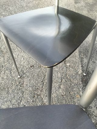 4 sillas metal y madera - negras y plateadas 
