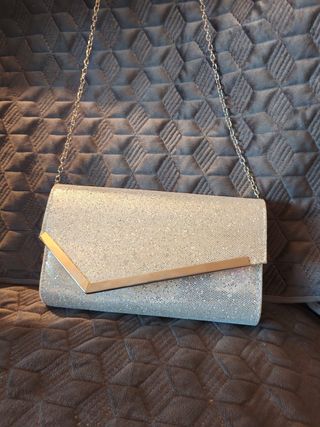 Bolso fiesta plateado brillante