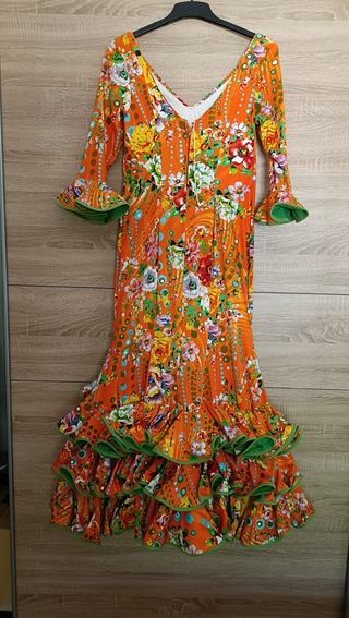 Traje gitana: Naranja floral