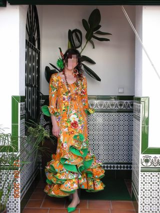 Traje gitana: Naranja floral