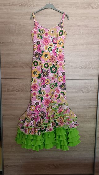 Traje gitana floral - Rosa y Verde