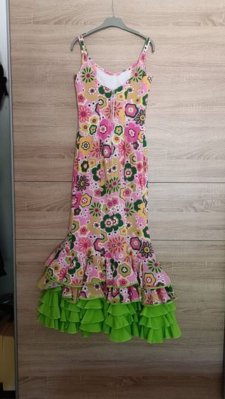 Traje gitana floral - Rosa y Verde