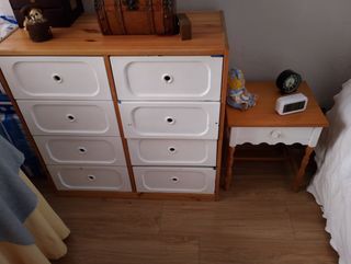 Cómoda 8 cajones - Madera blanca y marrón