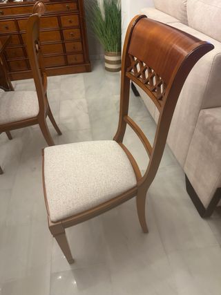 Mesa Comedor Cerezo y forja con 4 sillas y 2 sillo