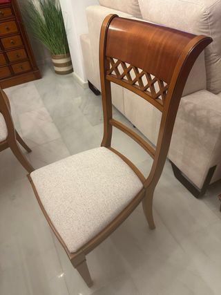 Mesa Comedor Cerezo y forja con 4 sillas y 2 sillo