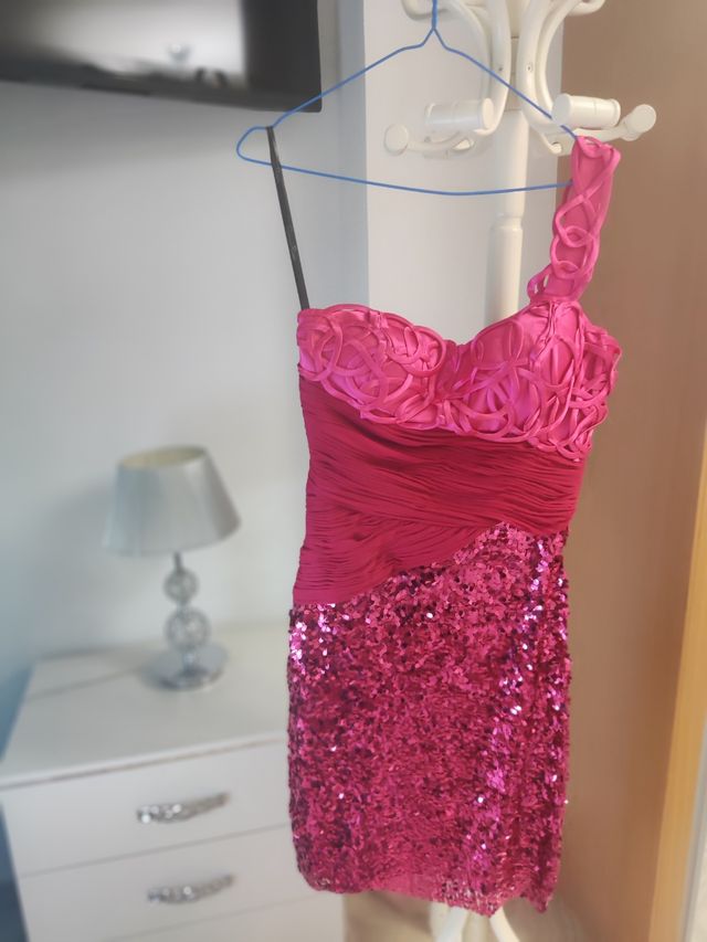 Vestido lentejuelas rosa. Talla 38/40